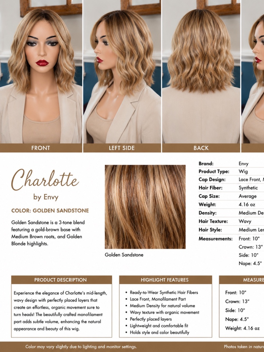Envy Charlotte Synthetic Wig — Golden Sandstone Blend